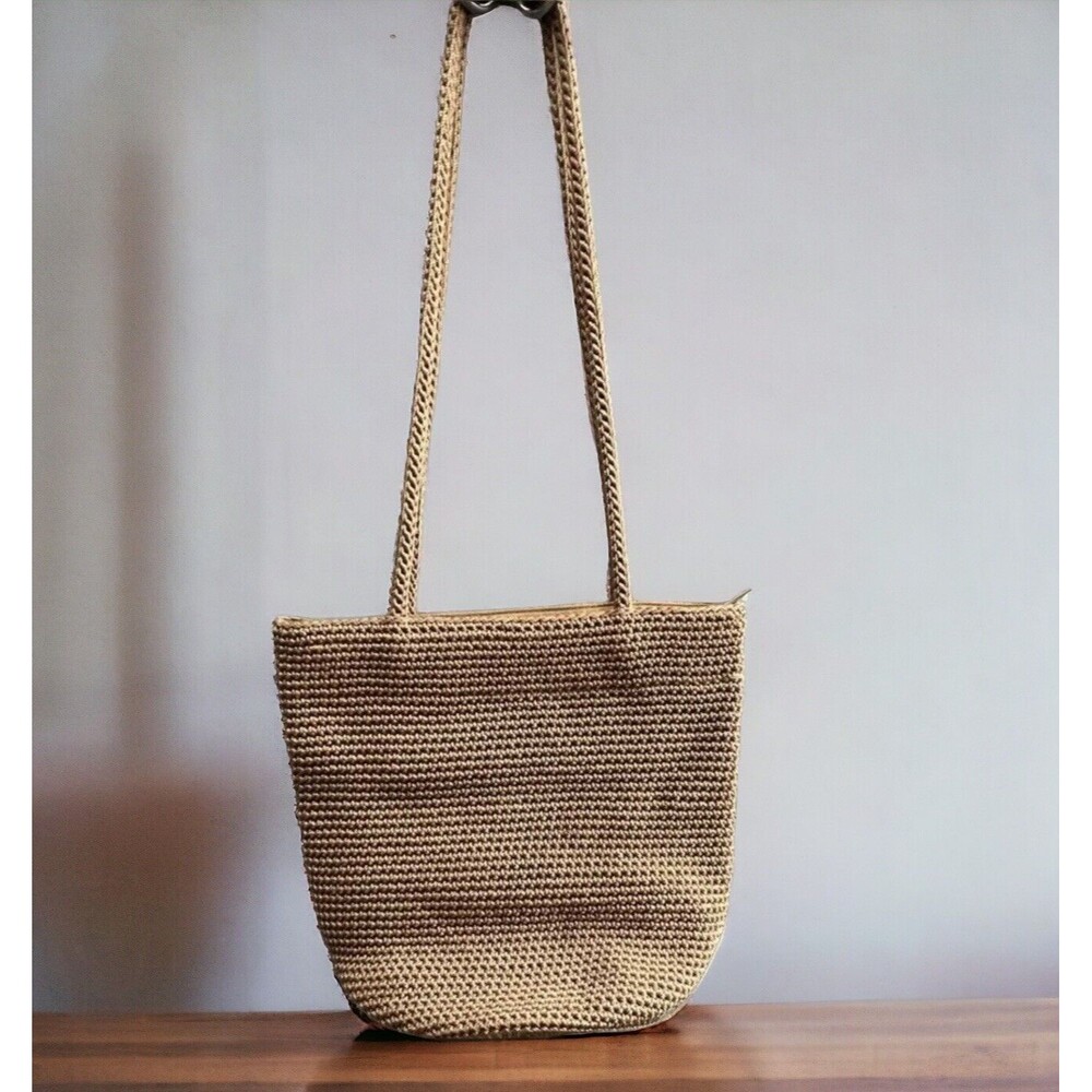 The Sak Crochet Double Shoulder Strap Small Purse Boho Zip Close